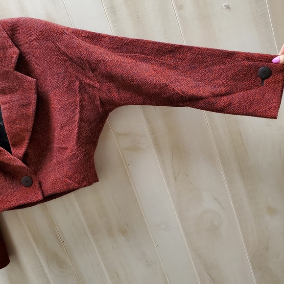 Vintage Wool Blend Cropped Blazer Jacket Y2K Size 12 - Picture 3 of 13